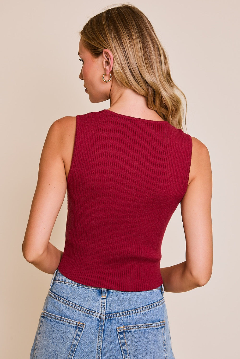 Satin Bow Cutout Knit Tank Top - Le Lis - RARA Boutique