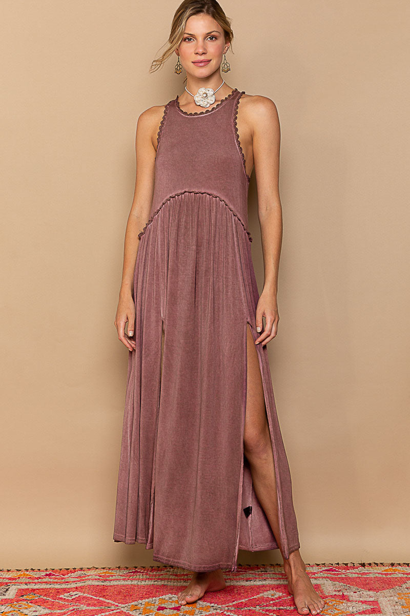 Baby Doll Side Slit Cut Out Maxi Dress - POL - RARA Boutique 