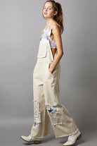 Lace Patchwork Wide Leg Denim Overalls - Pol - RARA Boutique 