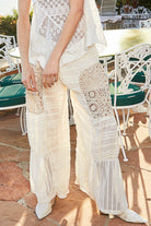 Mixed Textured Woven Crochet Wide Leg Pants - POL - RARA Boutique 