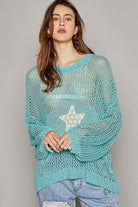 Oversized Crochet Star Sweater - POL - RARA Boutique 