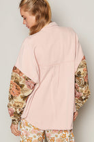 Floral Contrast Jacquard Sleeve Shacket - POL - RARA Boutique 