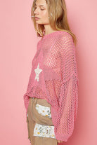 Oversized Crochet Star Sweater - POL - RARA Boutique 