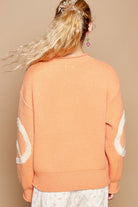 Rolled Edge Oversized Peace Sign Sweater - POL - RARA Boutique 