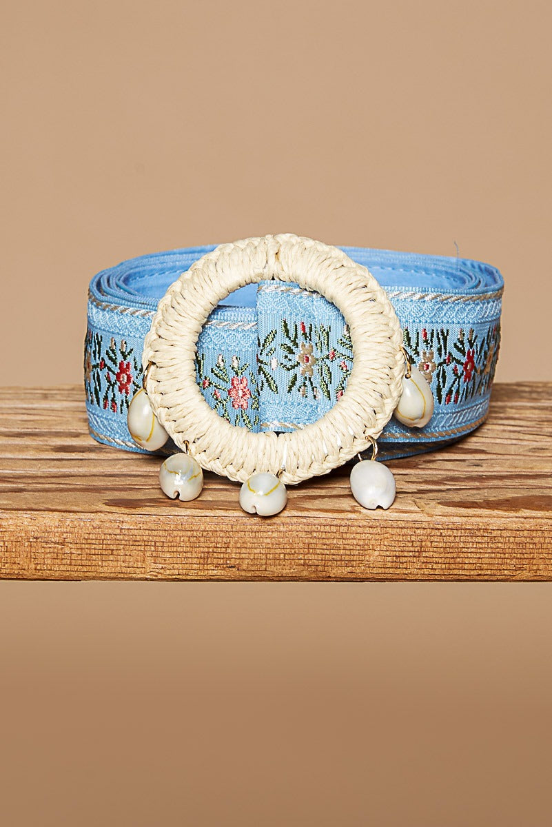 Floral Woven Belt with Seashells - POL - RARA Boutique 