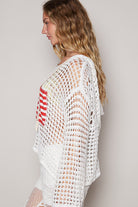 American Flag Open Knit Crochet Sweater Top - POL - RARA Boutique 