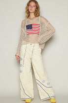 American Flag Open Knit Crochet Sweater Top - POL - RARA Boutique 