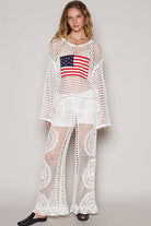 American Flag Open Knit Crochet Sweater Top - POL - RARA Boutique 