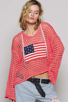 American Flag Open Knit Crochet Sweater Top - POL - RARA Boutique 