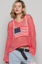 American Flag Open Knit Crochet Sweater Top - POL - RARA Boutique 