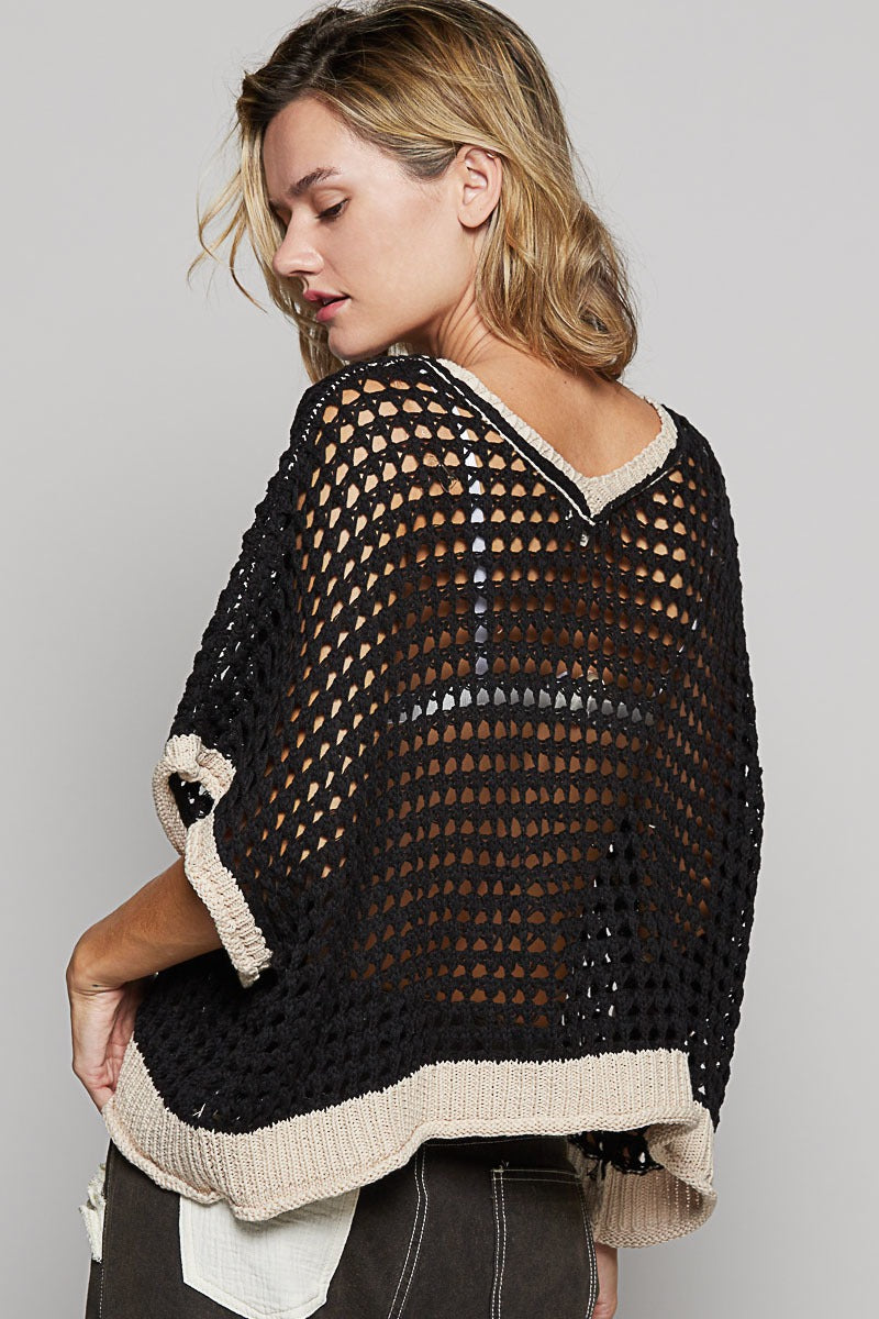 RARA Boutique Daisy Flower open-knit crochet sweater with floral design, lightweight and stylish for casual wear.