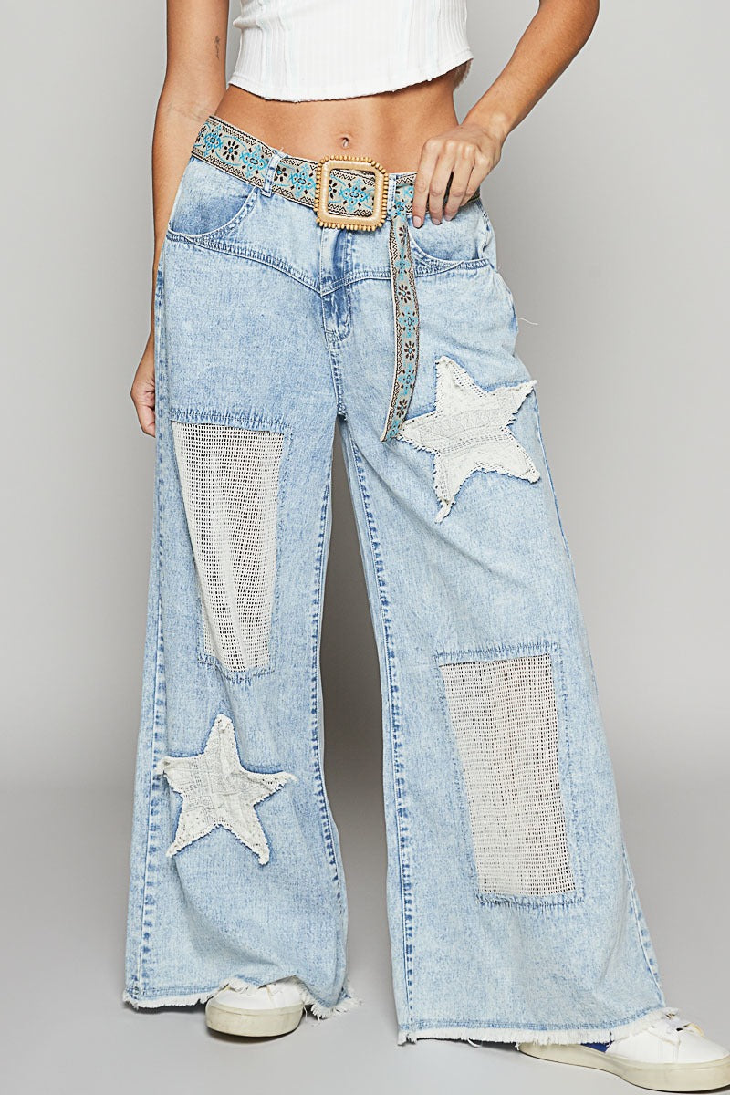 Star Patch Pants -POL - RARA Boutique 