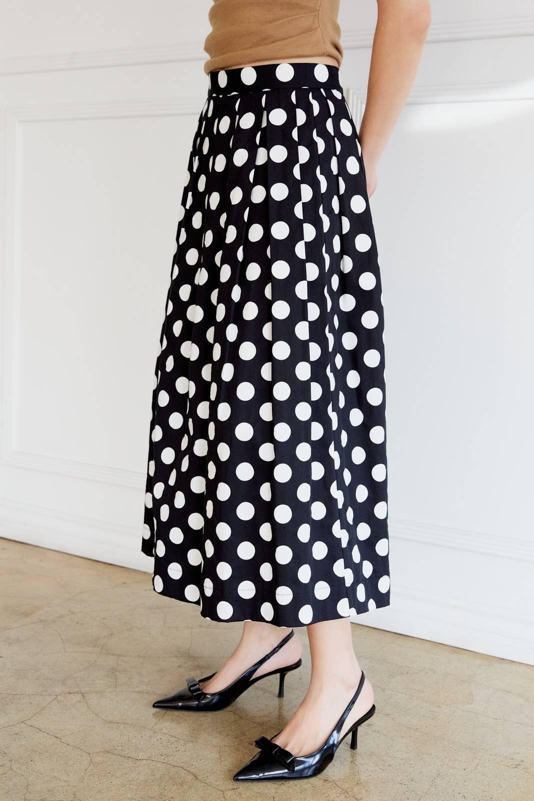 Retro Polka Dot Pleated Circle Midi Skirt - Sunday Edition - RARA Boutique 