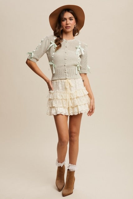 Lace Tiered Ruffle Mini Skort - Listicle - RARA Boutique 