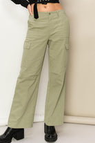 High Waist Cargo Pants with Pockets- HYFVE - RARA Boutique 