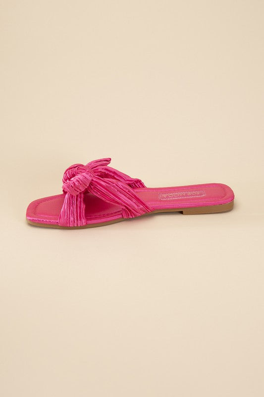 Bow Flat Slides Sandals - RARA Boutique 