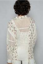 Floral Gauze Patch Crochet Button Down Shirt - POL - RARA Boutique 
