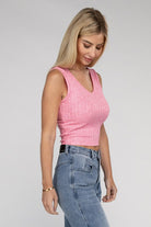 Ribbed Scoop Neck Cropped Sleeveless Top - RARA Boutique 