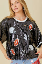 Football Game Day Sequin Top - RARA Boutique 