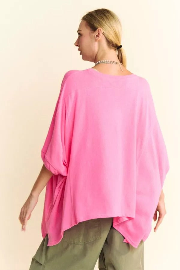 Oversized Drop Shoulder Batwing Sleeve T-Shirt - Davi and Dani - RARA Boutique 