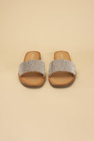 Flat Open Toe Rhinestone Slides - RARA Boutique 