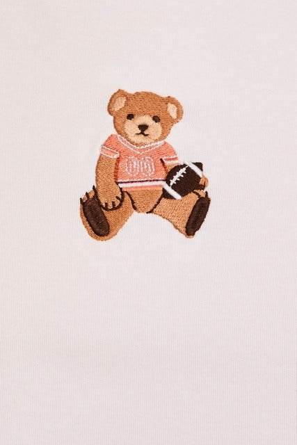 Embroidered Football Teddy Bear Baby Tee - Le Lis - RARA Boutique 