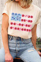 Flower USA Flag Graphic T Shirt - RARA Boutique 