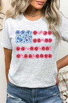 Flower USA Flag Graphic T Shirt - RARA Boutique 