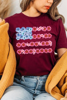 Flower USA Flag Graphic T Shirt - RARA Boutique 