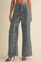 Striped Sequin Wide Leg Jeans - EB Luxe - RARA Boutique 