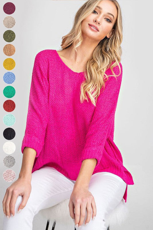 Crew Neck Knit Sweater - RARA Boutique 