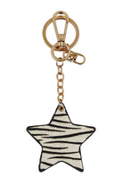 Double Sided Star Shaped Animal Print  Genuine Leather Keychain - RARA Boutique 