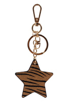 Double Sided Star Shaped Animal Print  Genuine Leather Keychain - RARA Boutique 