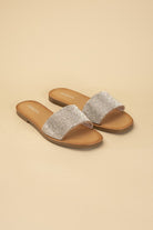 Flat Open Toe Rhinestone Slides - RARA Boutique 