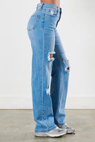 Distressed Wide Leg Jeans - Vibrant M.i.U - RARA Boutique 