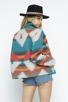 Soft Comfy Lightweight Aztec Pattern Jacket - Blue B - RARA Boutique 