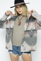 Soft Comfy Lightweight Aztec Pattern Jacket - Blue B - RARA Boutique 