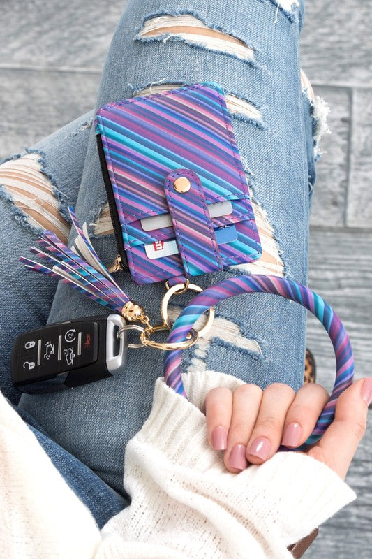 Key Ring Bracelet Wallet ID Slots & Zip Up Pouch - Rara Boutique 