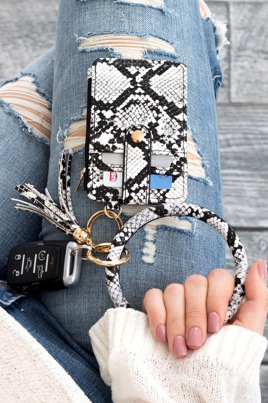 Key Ring Bracelet Wallet ID Slots & Zip Up Pouch - Rara Boutique 