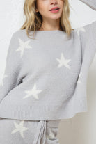 Soft Long Sleeve Star Print Top and Short Set - RARA Boutique 