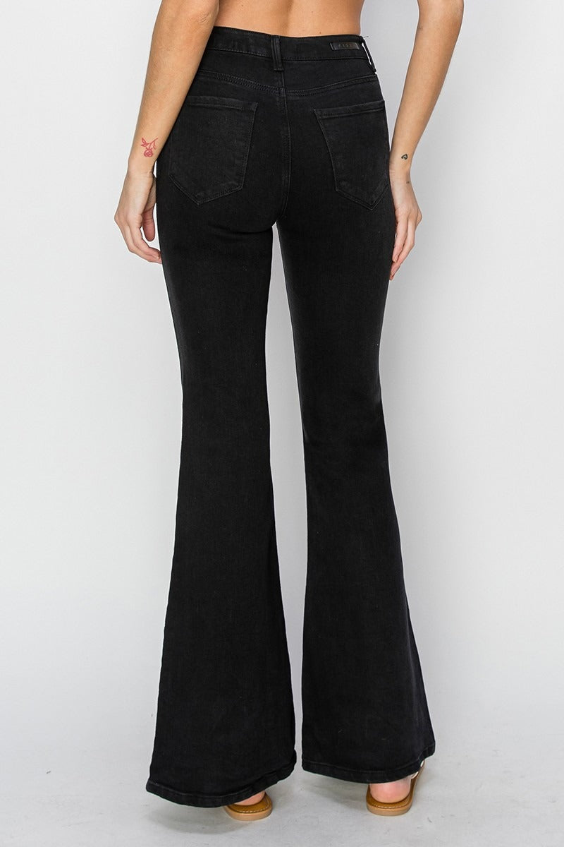 High Rise Button Fly Flare Jeans - Risen - RARA Boutique 