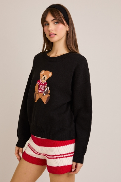 Long Sleeve Football Teddy Bear Sweater - Le Lis - RARA Boutique 