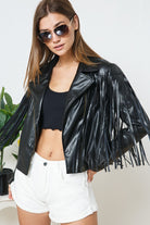 Faux Leather Moto Fringe Jacket - RARA Boutique 