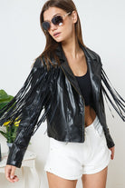 Faux Leather Moto Fringe Jacket - RARA Boutique 