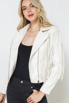 Faux Leather Moto Fringe Jacket - RARA Boutique 