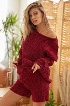 Soft Cozy Chenille Knit Sweater & Shorts Lounge Pajamas Set - RARA Boutique 