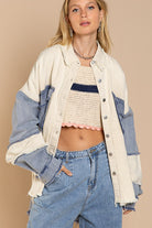 Frayed Edge Color Block Denim Shacket - POL - RARA Boutique 