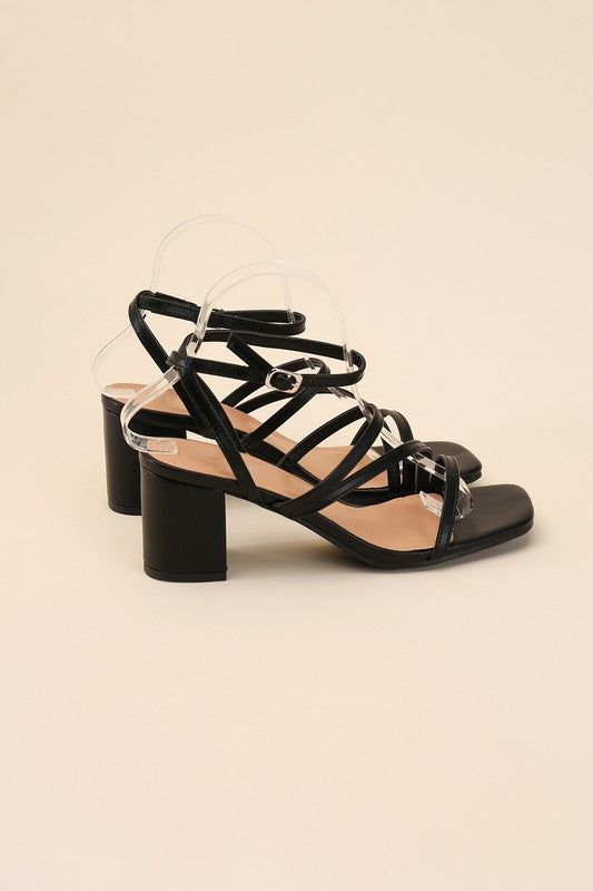 Open Toe  Strappy Low Heel Sandals - RARA Boutique 