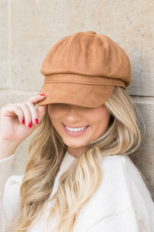 Suede Newsboy Cap - RARA Boutique 