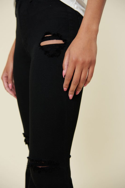 High Rise Distressed Ultra Flare Bell Bottom Jeans - Vibrant M.i.U - RARA Boutique 